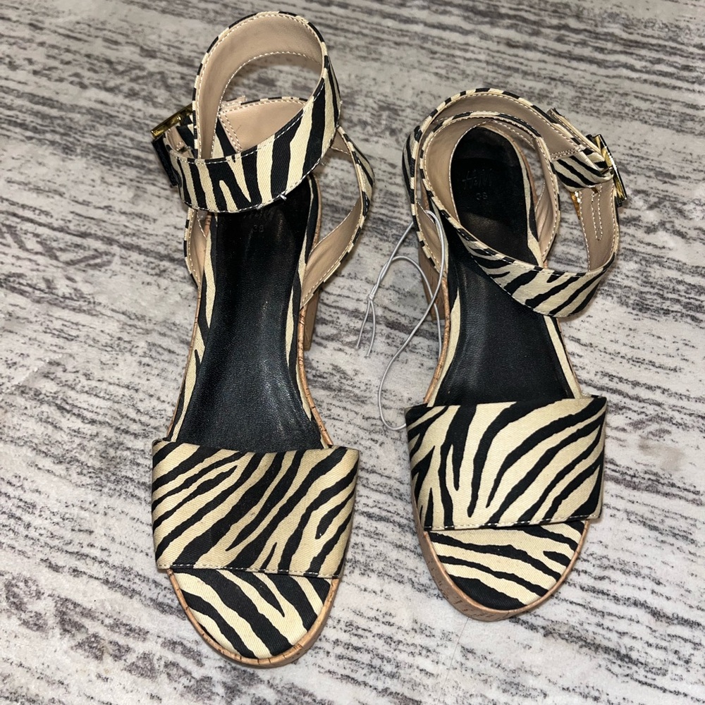 Zebra platform sandals